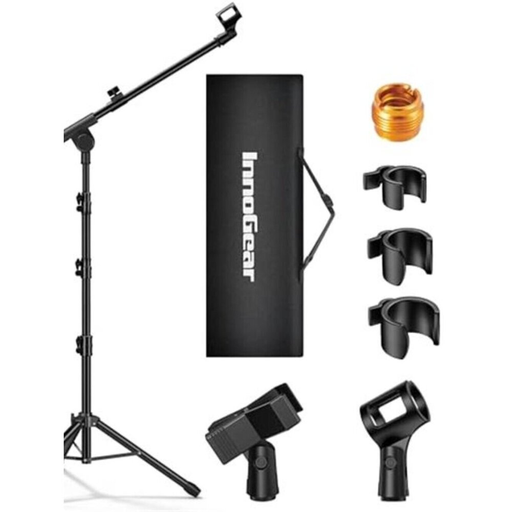 Tripod Mic Stand 2 Pack Adjustable Boom Arm Floor Stand